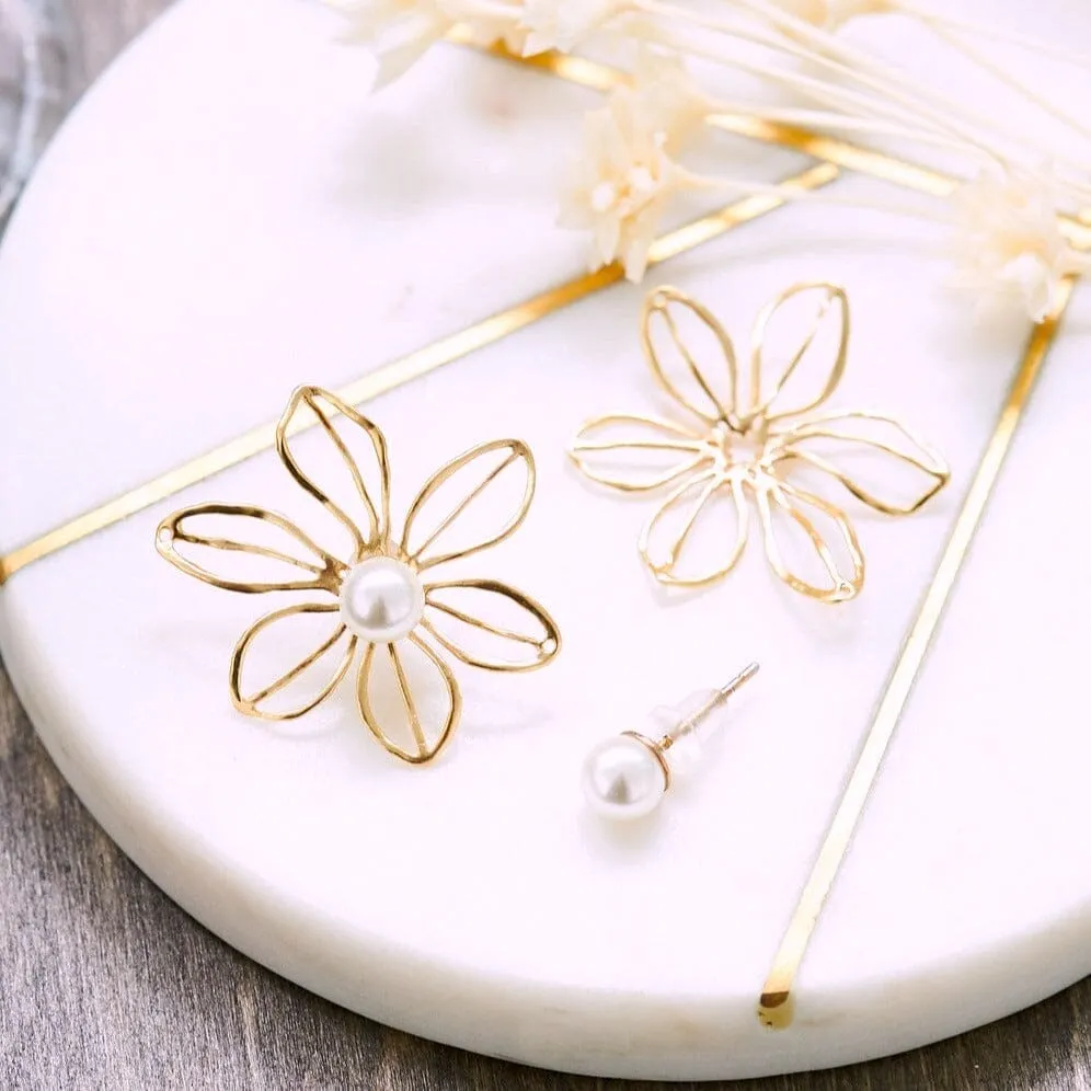 Boucles d'Oreille Fleurs Dorées - Jasmine